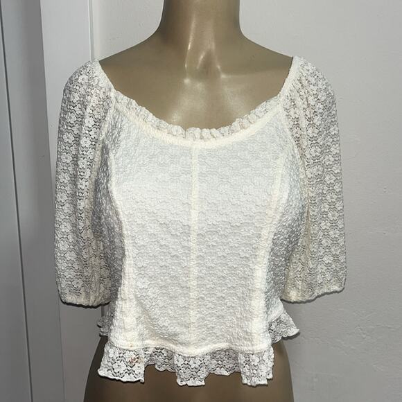 Jessica Simpson Ivory Cream Lace Blouse Sz M/L - Picture 2 of 10